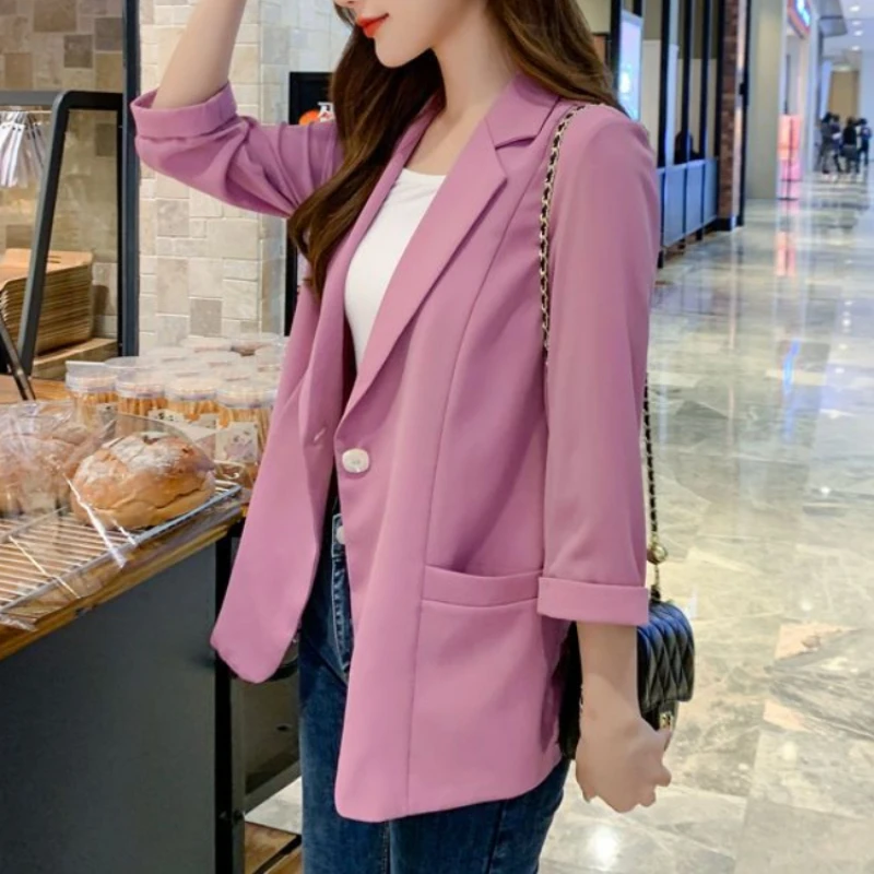 Women Blazer Summer Thin Chiffon Formal Suits Jacket Classic Office Loose Elegant Coat Korean Casual Work Wear New In Outerwears