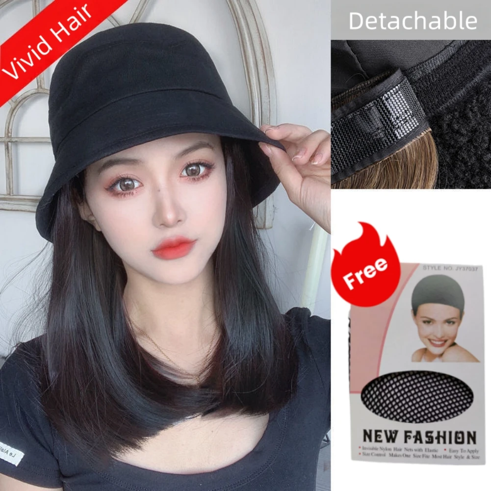 الاصطناعية الشعر دلو قبعة شعر مستعار للنساء الاصطناعية مستقيم الترقوة الشعر 12 بوصة التوى الاصطناعية قبعة شعر مستعار ماتي الألياف الشعر