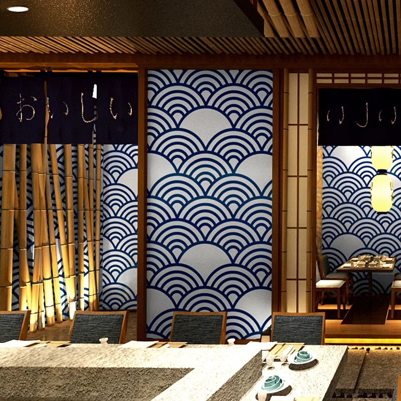 Japanese decoration Japanese style personalized Japanese cuisine Ramen sushi shop wave ukiyo wallpaper