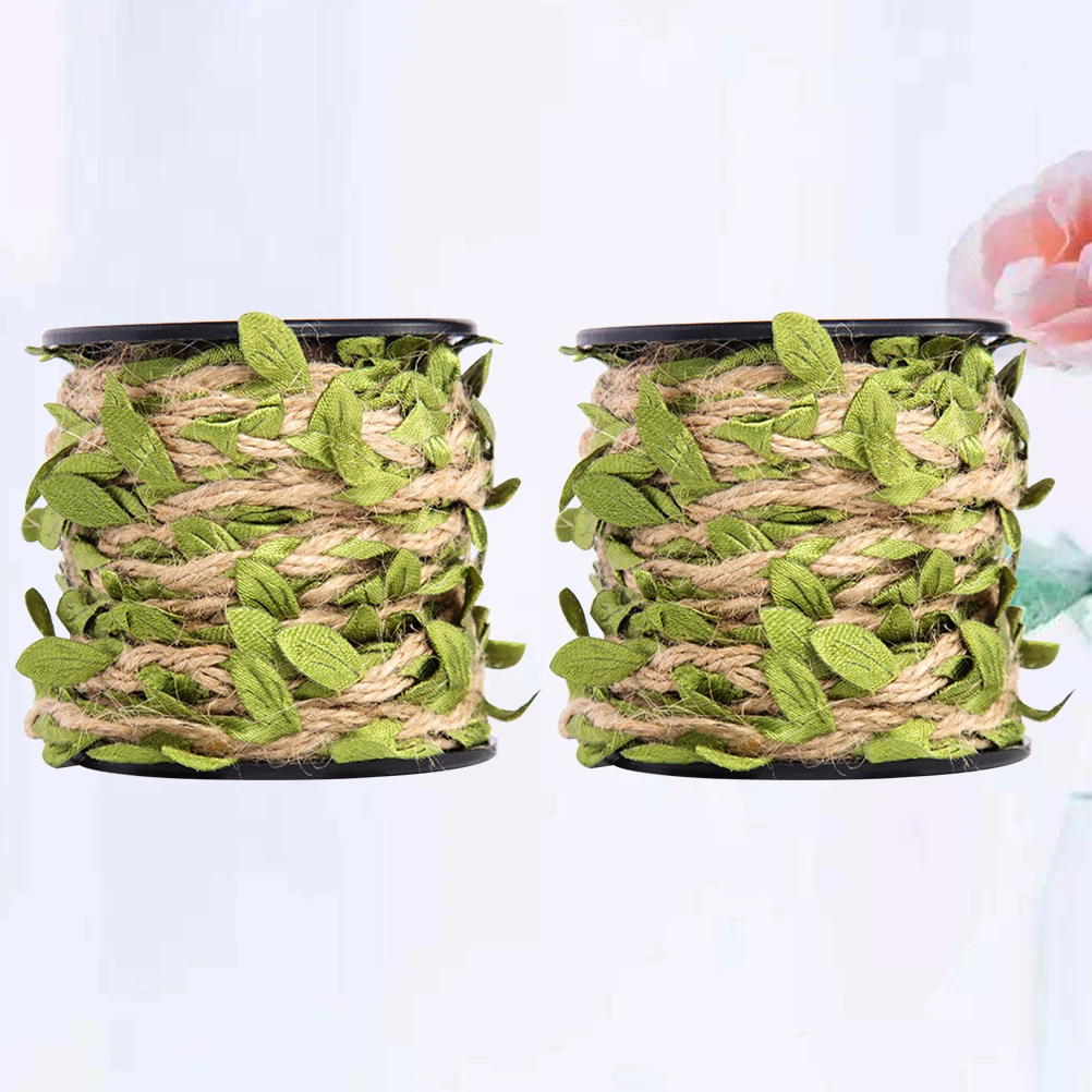 

2 Rolls 10M Artificial Rattan Rope Simulation Leaf Vine Diy Garland For Wedding Floral Wall Holiday Decor Rattan Leaves Rope