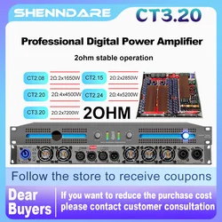 ShennDare CT3.20 2x7200W 2OHM Professional Digital Power Amplifier Line Array Speaker Amplifier 2x3200W 8OHM Subwoofer Sound Amp