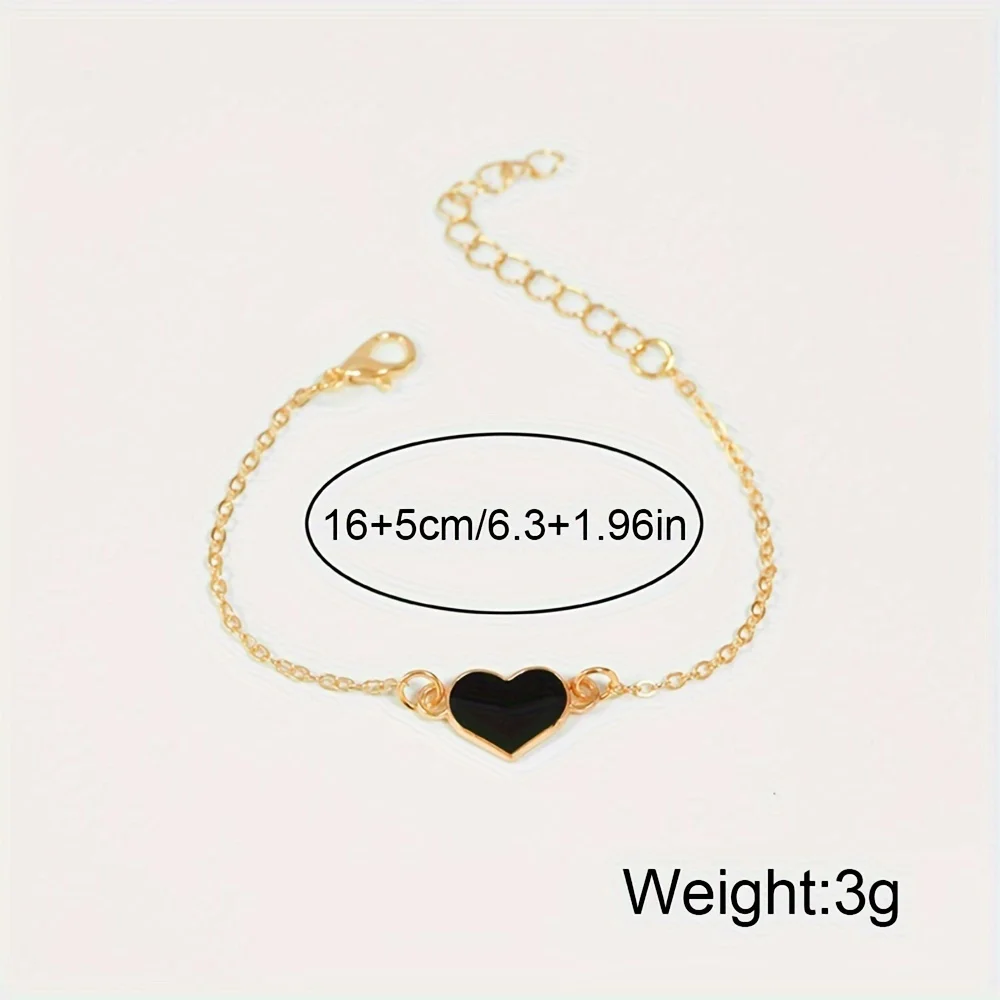 2피스/세트 여성용 캐주얼 다각형 포인터 쿼츠 시계 시뮬레이션 PU 가죽 시계 및 하트 모양 팔찌