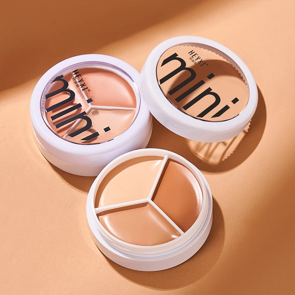 3-Color Concealer Palette Lasting Cover Dark Circles Acne Pores Cream Shading Highlighter Moisturizing Face Brightening Makeup