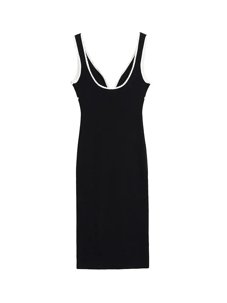 Vestido camisola de punto Sexy y elegante para mujer, vestido largo sin mangas, nueva moda, vestido de fiesta Primavera Verano 2025