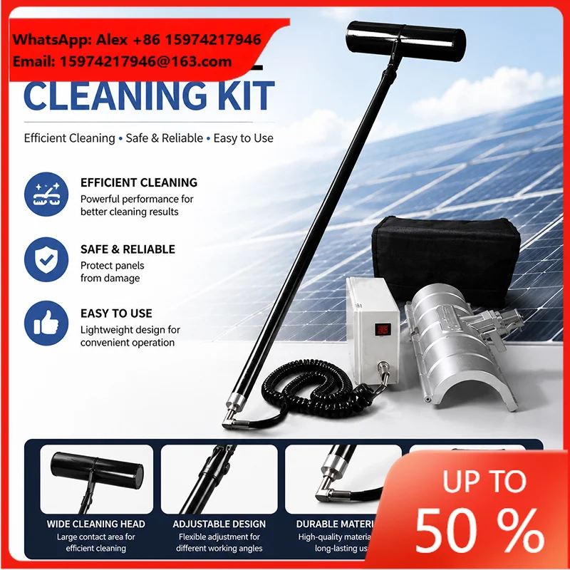 LeforEss Portable Solar Panel Cleaner C21 3.6m/5.4m/7.2m Telescopic Rod 200W Motor Roller Brush 24V/20AH Cleaning Machine