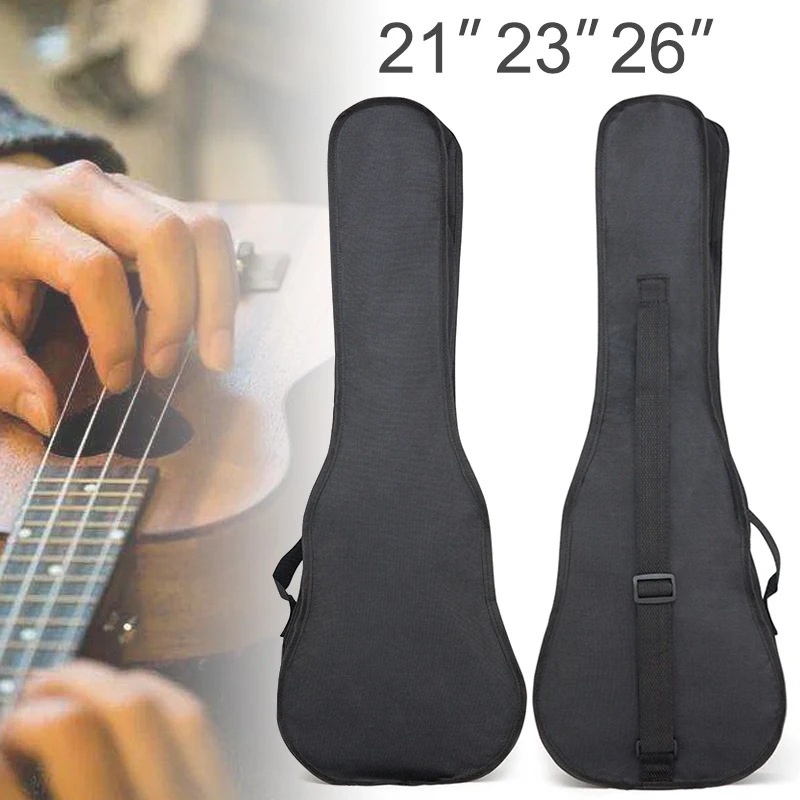 21 23 26 Inch Ukulele Gig Bag Case Waterproof Oxford Fabric Soft Concert Bag Black Portable Single Shoulder Ukelele Backpack