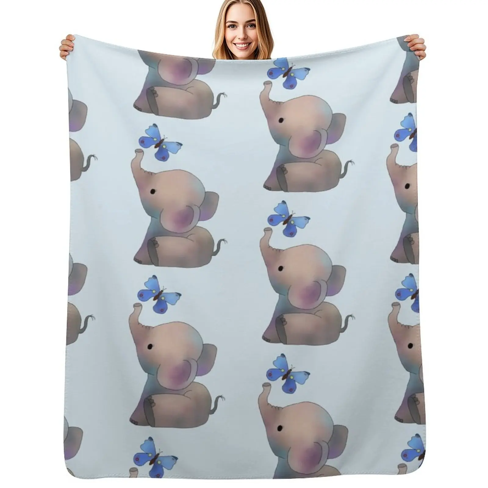 

Elephant with a butterfly Throw Blanket Modern Design Soft Blanket for Home Decor