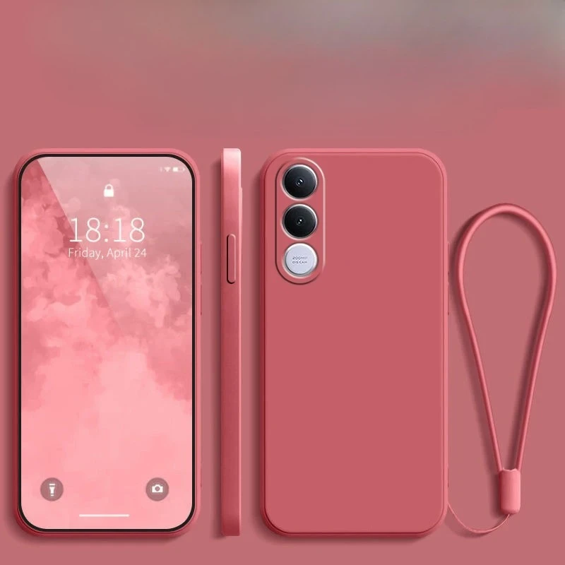 Für VIVO V70 FE 5G Objektiv-Kameraschutzhülle aus TPU für VIVO V70 FE V70FE Flüssigsilikon Matte Stoßfeste Hülle mit Trageschlaufe – Detail 12