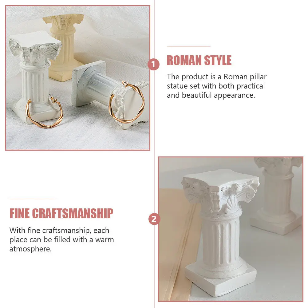 3Pcs Roman Pillar Decoration Resin Statues Classic European Style Sand Table Ornaments Photo Props Miniature Pillars for Display