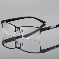 VIVIBEE 2026 Business Style Reading Glasses +150 Men Metal Black Frame Blue Light Blocking Clear Lens Square Eyeglasses +300