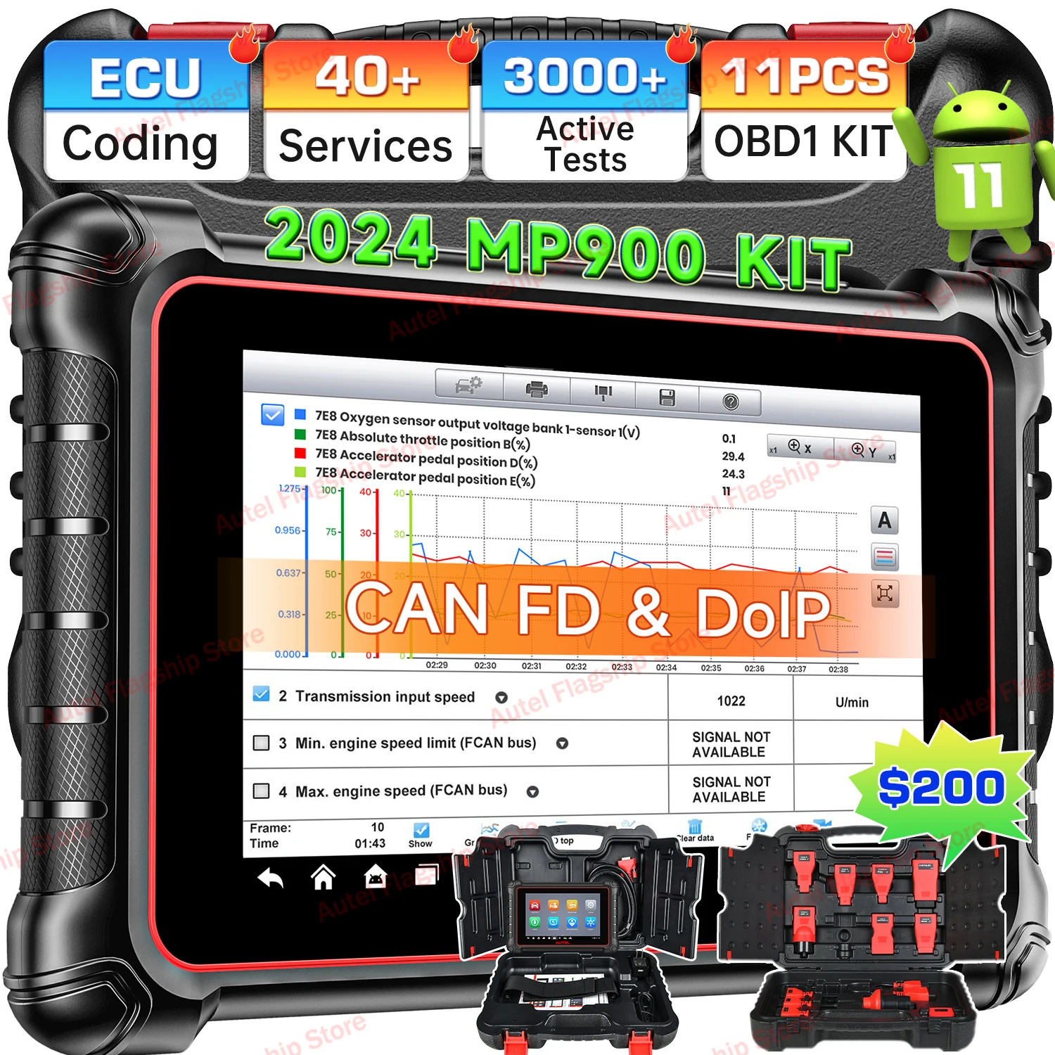 Autel MaxiPRO MP900 KIT Car All System Diagnostics Tool ECU Coding Active Test 40+ Services CAN FD&DoIP Upgraded of MX900 MS906