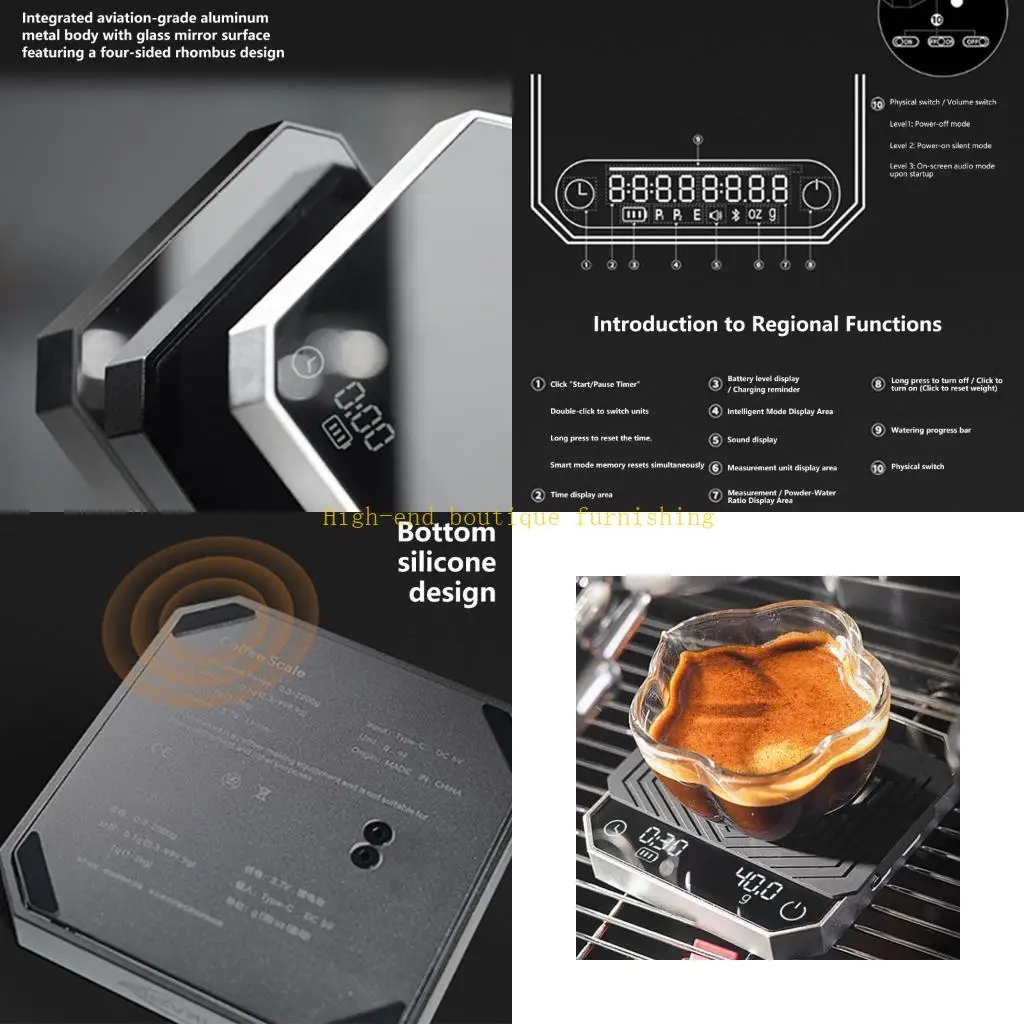 L9NB Modern Coffee Measurement Instrument With sparkling Panel And Soft Base Cover