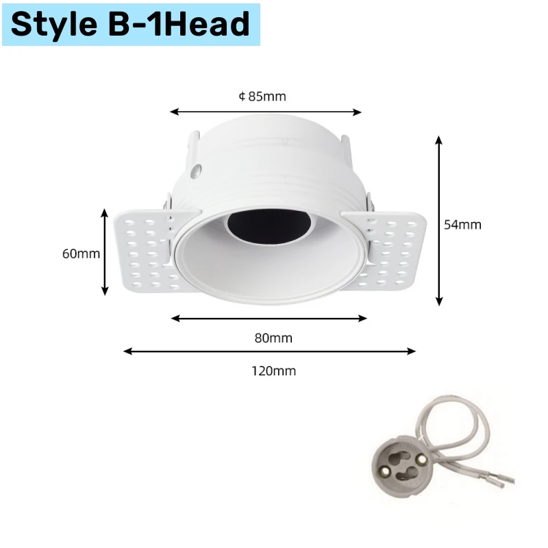 Trimless Vierkante Led Downlight Dubbele Hoofd Montage Frame Verzonken GU10/MR16 Plafond Lampen Houder Spot Verlichting Beugel Fittings