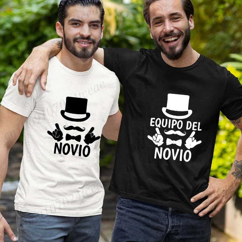 تي شيرت فريق العريس الإسباني تي شيرت وداعا واحد تي شيرت مضحك جرافيك بلايز البكالوريوس Evg حفلة فرقة تي شيرت الخطوبة والزفاف #5