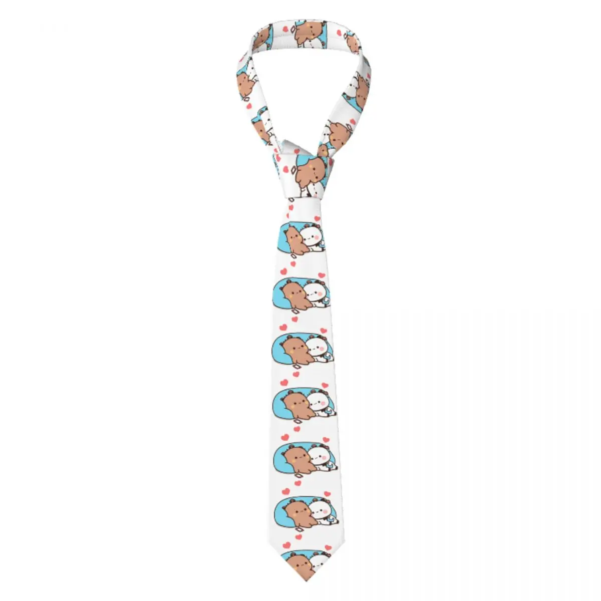

Пользовательские галстуки для пар Bubu Dudu Panda And Brownie Bear для мужчин, модный шелковый деловой галстук