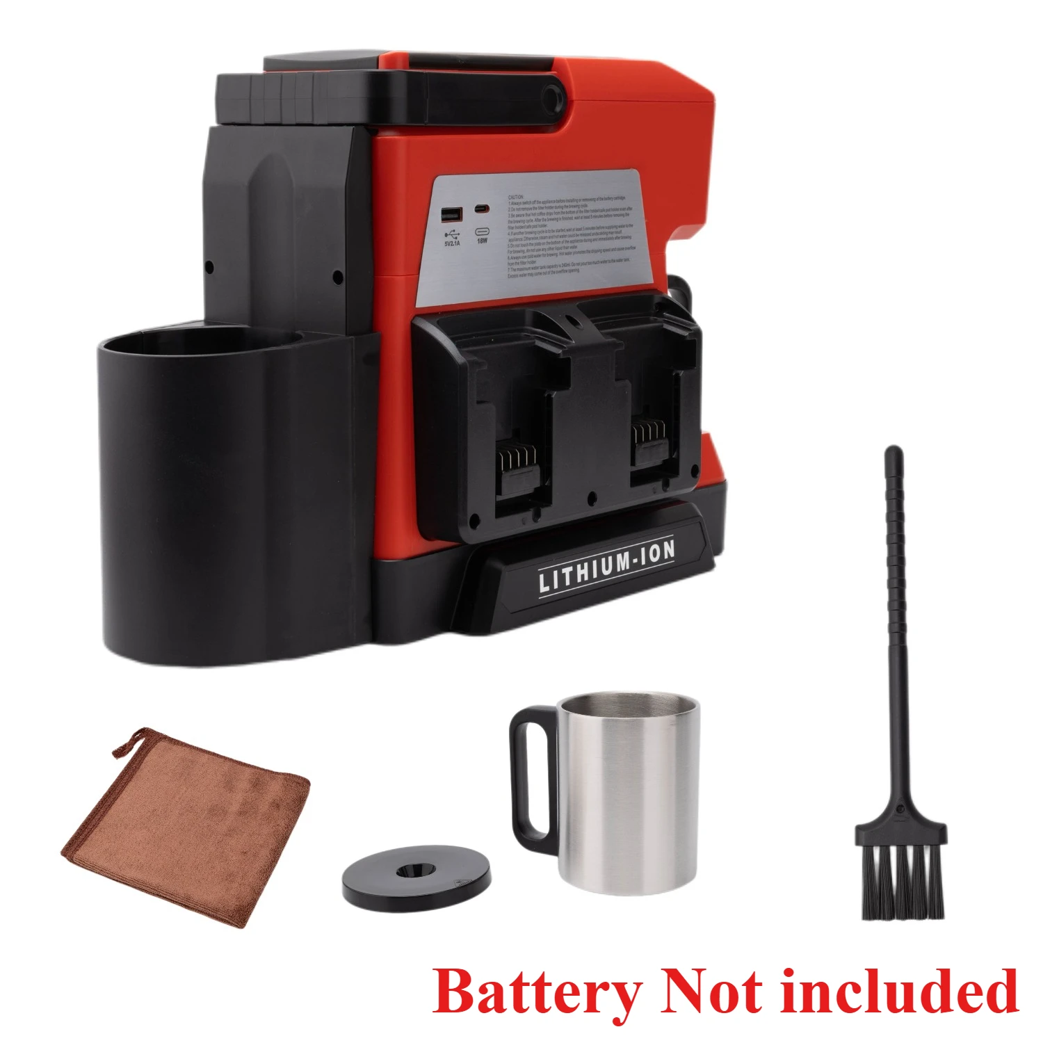 For Milwaukee 18V Battery, Portable Single-cup Coffee Machine, Suitable for Camping, Travel and Work Sites (Tools Only)