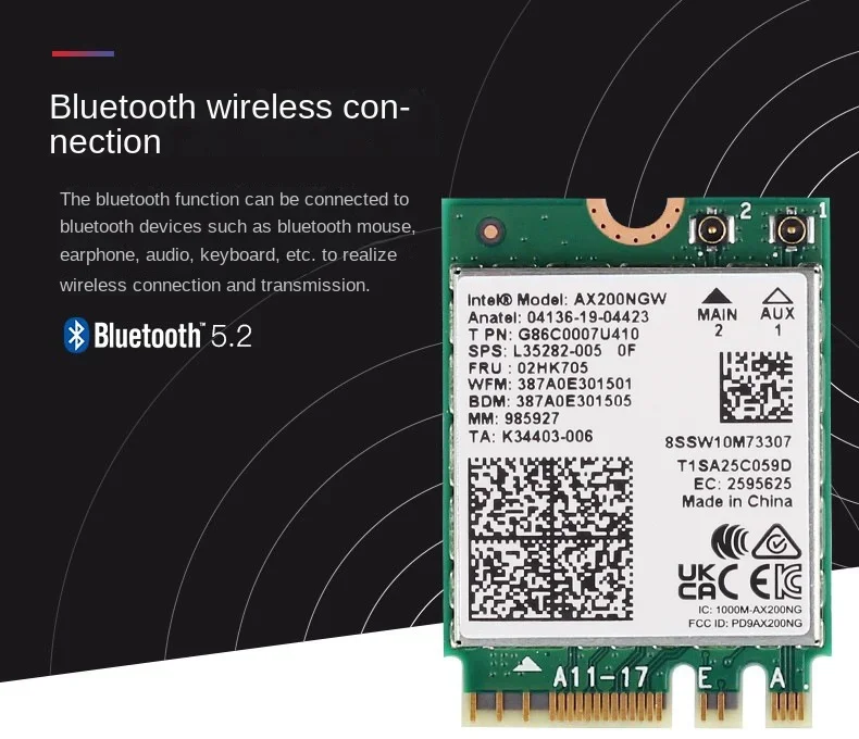 AX210NGW WiFi بطاقة WiFi6E Intel AX210 وحدة لاسلكية 6 جيجا هرتز ثلاثي الموجات محول الشبكة الداخلية بلوتوث 5.3 لأجهزة الكمبيوتر المحمول M.2/NGFF