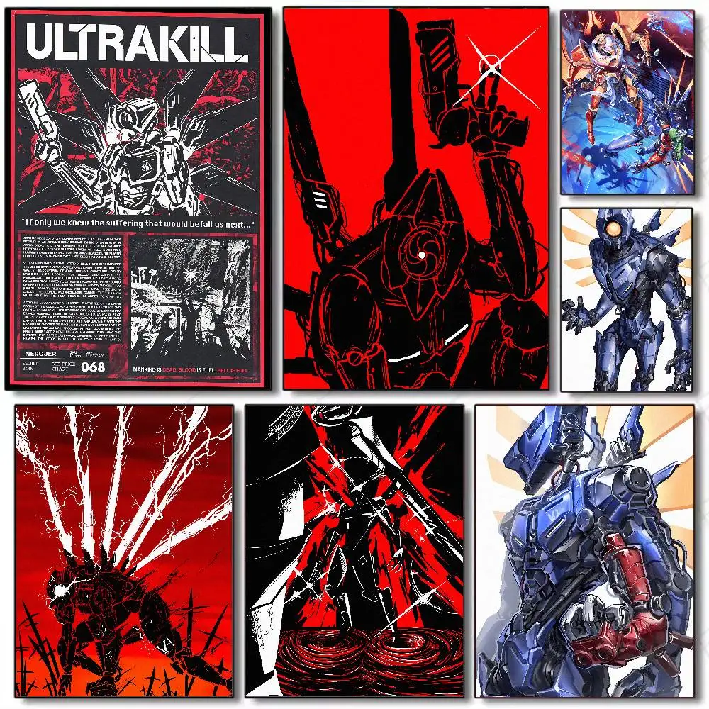 Top Cool Fashion Video Gaming Hot Large Ultrakill Poster Self-adhesive Art Paper Sticker Coffee House Bar Room Wall Decor