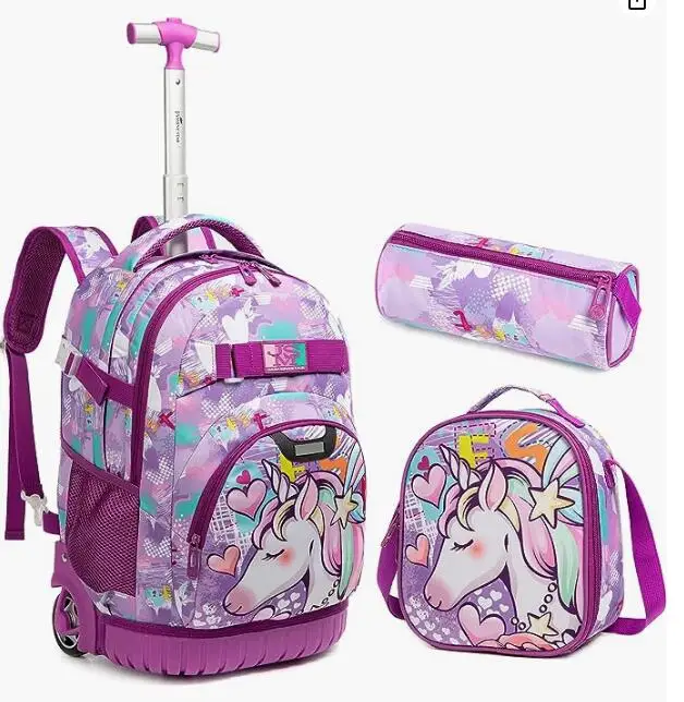 Jasminestar-Sacos de carrinho escolar para meninos e meninas, sacos de bagagem, mochila infantil de 18 \