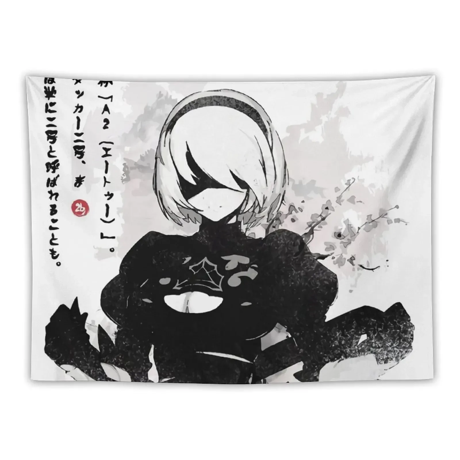 NieR Automata 2B Japan Ink - Tapestry Decorative Wall Mural Decoration Home Wall Decor Hanging Tapestry