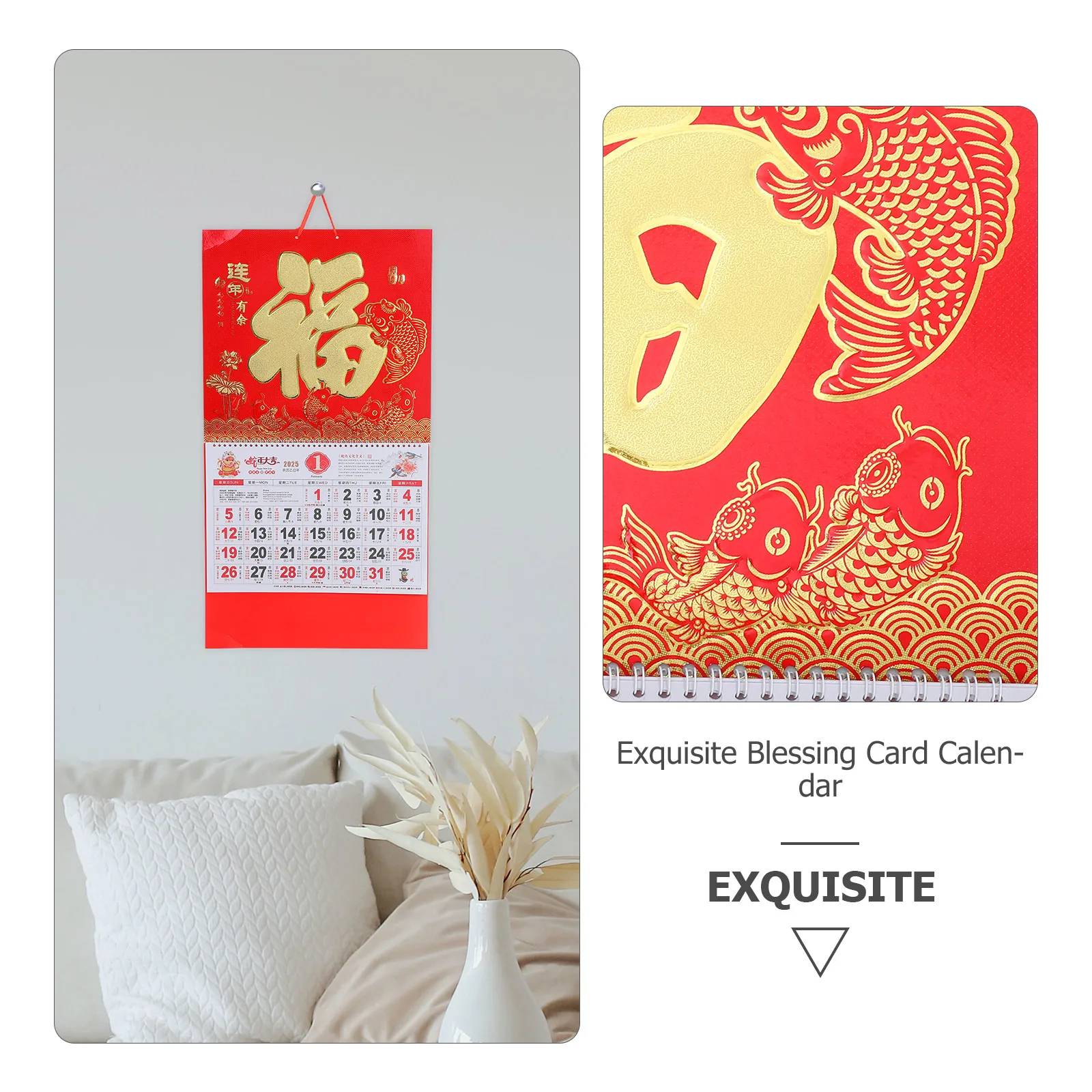 

Year of The Snake Wall Calendar Daily Home Blank Chinese New Paper Hanging Calendars Monthly Lunar Office