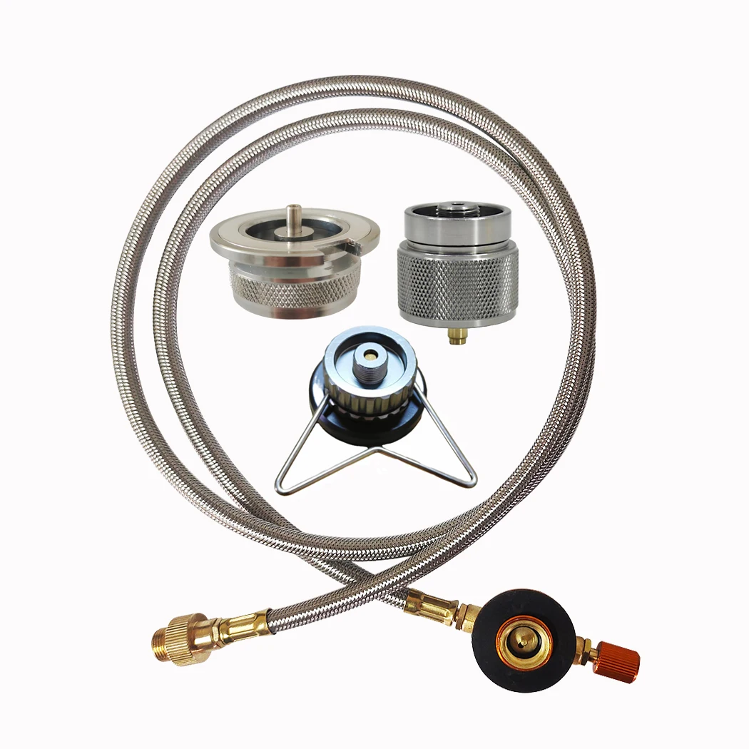 Outdoor 1m Flat Gas Tank Connection Extension Line And Adapter Set Camping Gas Tank Inflation Connection Pipe Extension Line