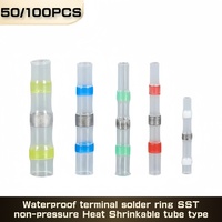 50/100PCS Waterproof Solder Seal Wire Connectors Heat Shrink Insulated Electrical Wire Terminals Butt Wire Splice