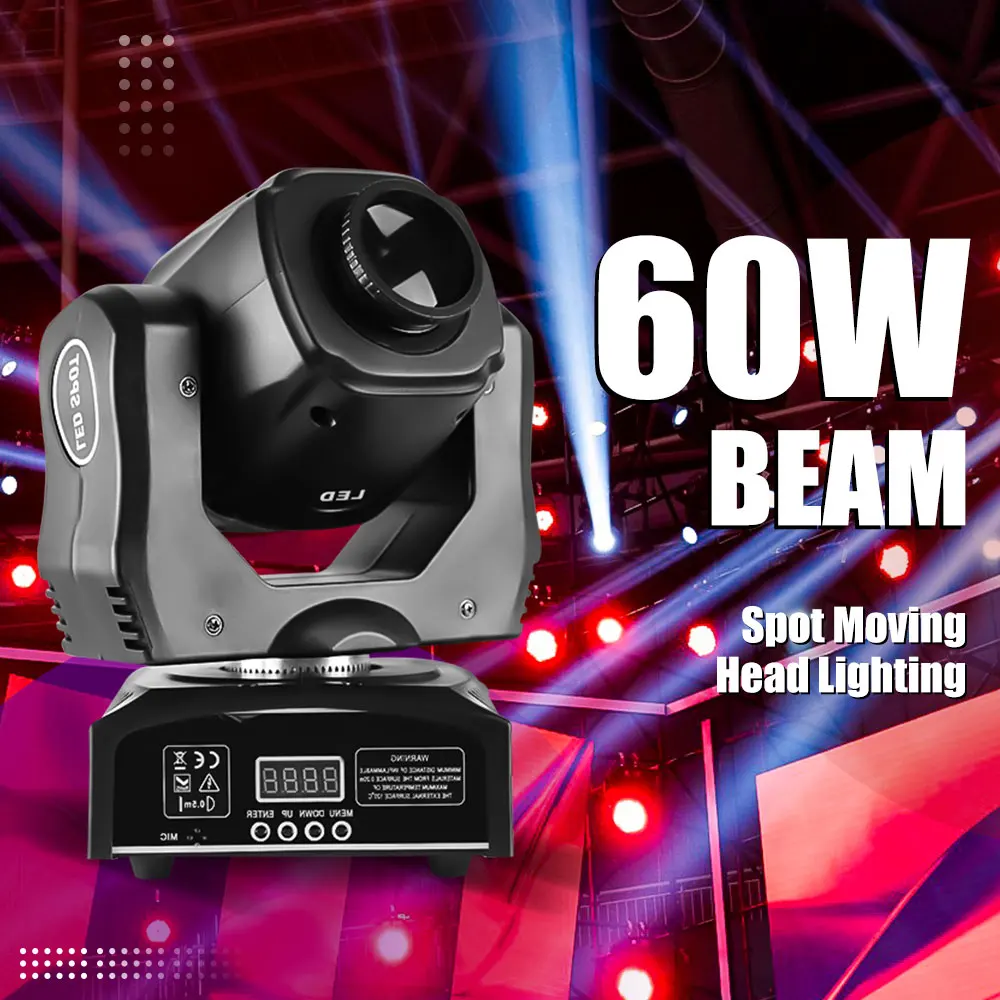 

60W Spot Gobo Lights With Dmx512 Control Moving Head Stage Lighting For Dj Disco Home Party Night Club