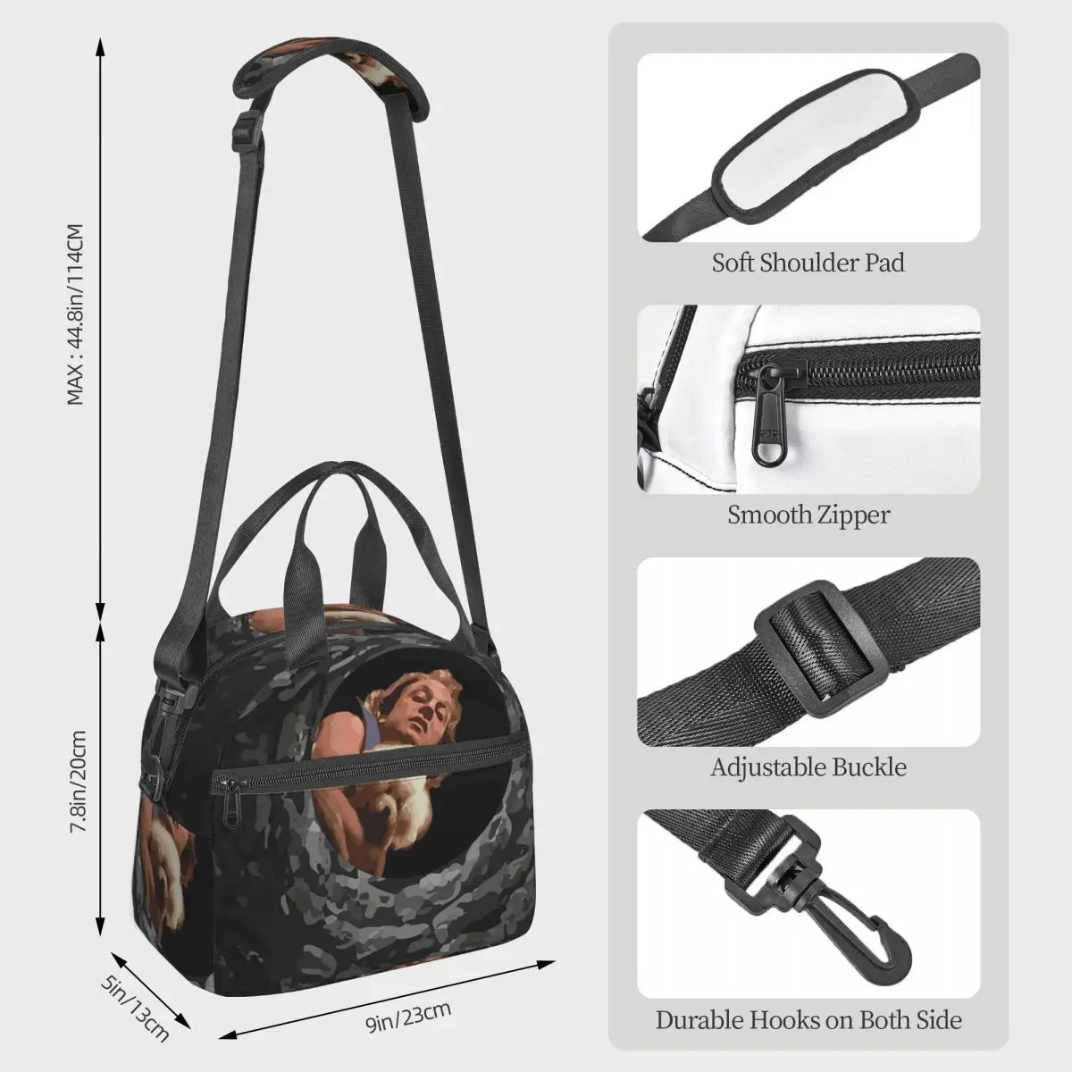 Buffalo Bill Looking Down Well Lunch Bags Insulated Bento Box Resuable Lunch Tote Picnic Bags Thermal Bag for Woman School