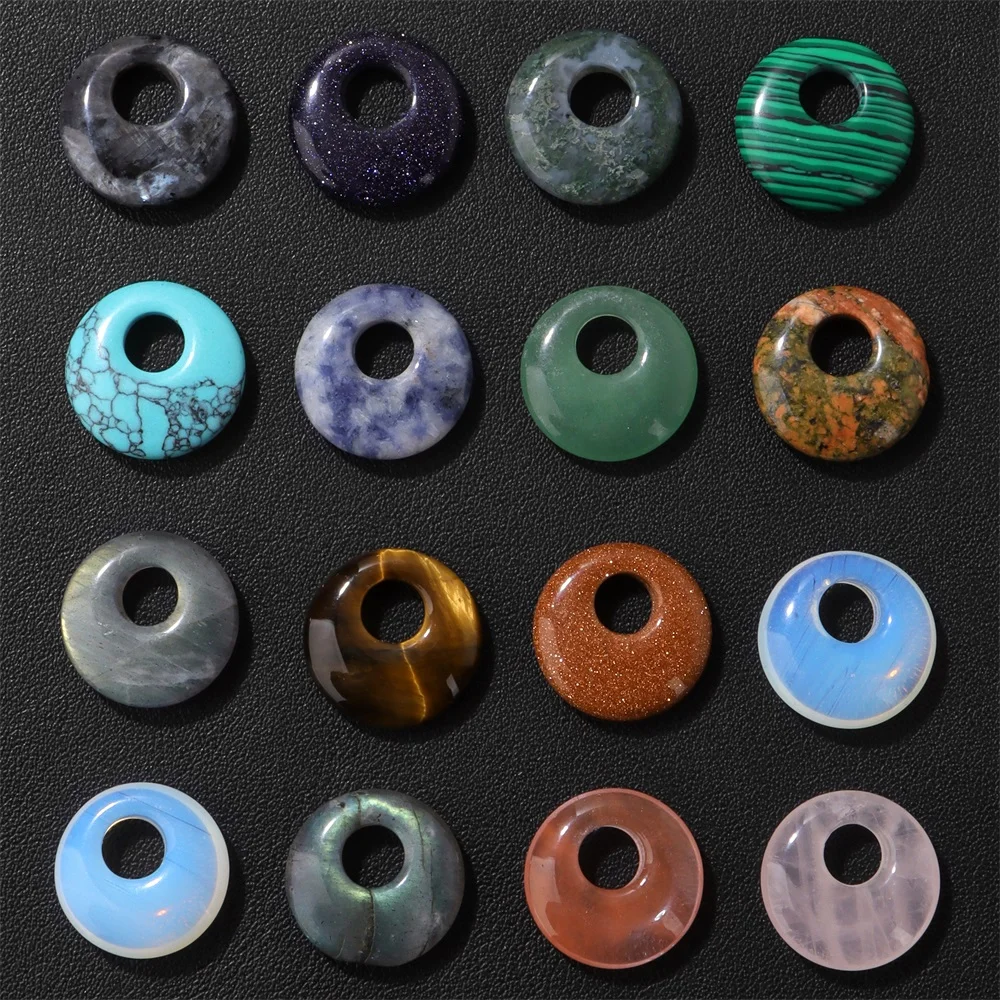5Pcs Natural Stone Semi-Porous Beads 18mm Round Large Hole Quartz Opal Agate Pendant For Jewelry Making Necklace Earrings DIY