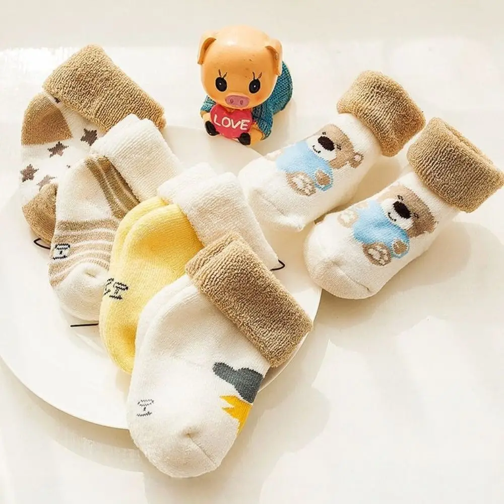 5 Pairs Cotton Baby Short Socks Non-Skid Design Breathable Floor Stocking Polka Dot Stars Pink Blue Newborn Socks Infant Wear