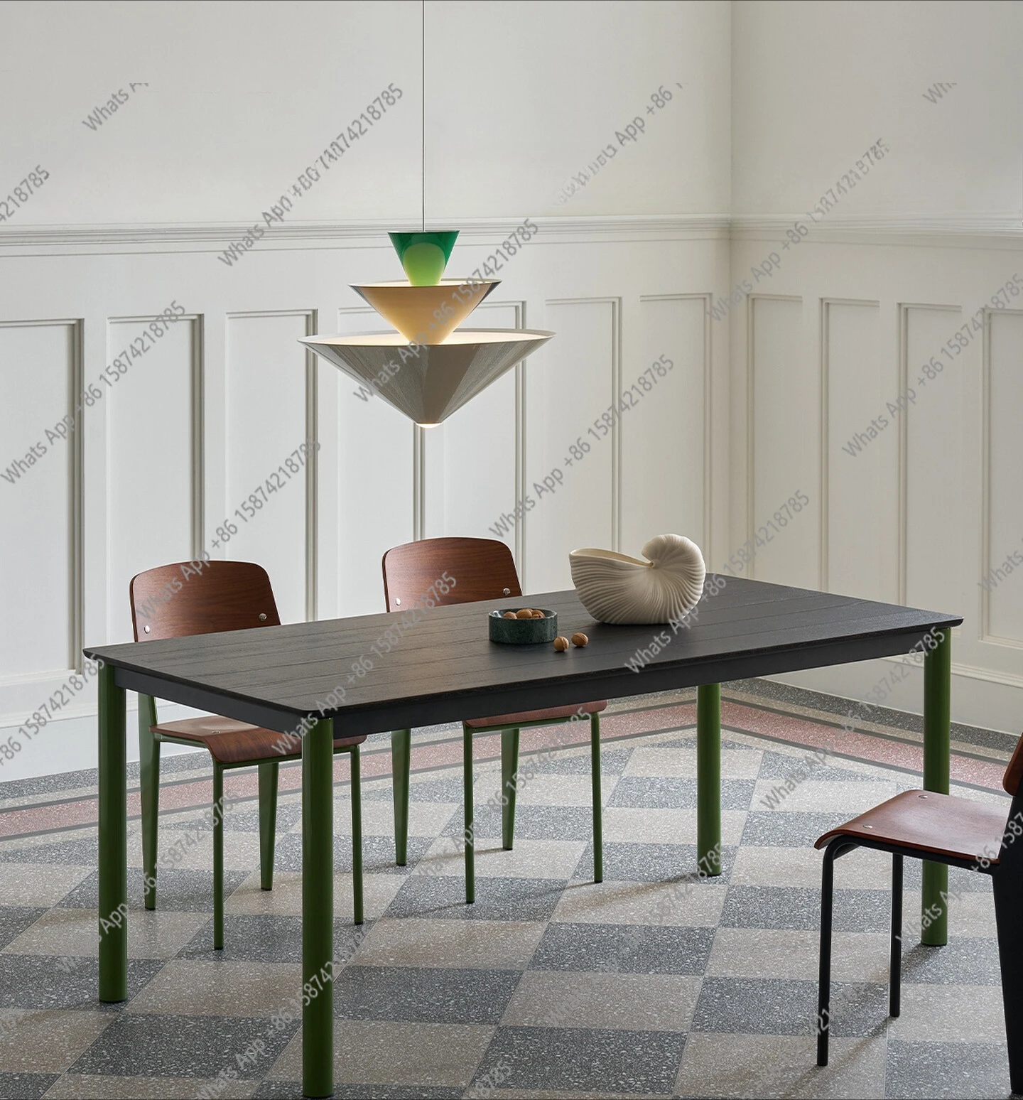 

Solid wood dining table vintage living room home dining table red oak rectangular modern simple dining table