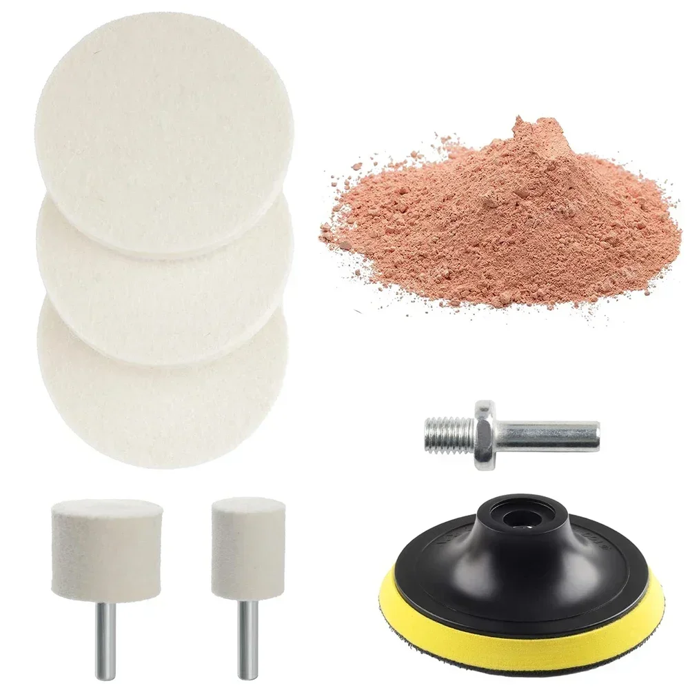 8pcs Polishing Kit Car Windshield Glass Scratch Remover Cerium Oxide Powder Glass Polishing Kit Auto Accessories