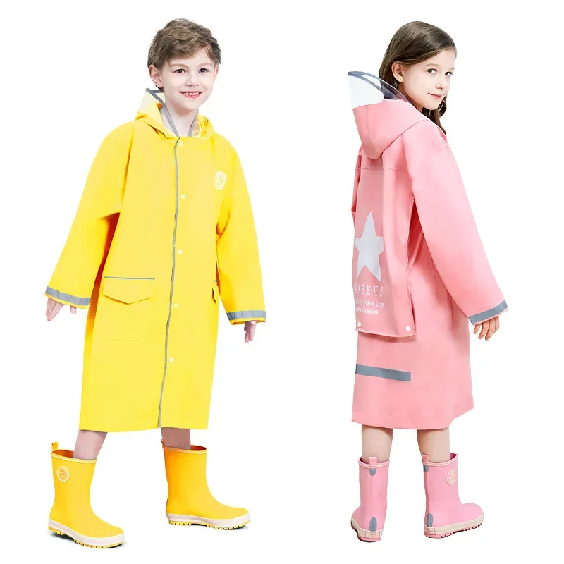 Children's Raincoat Full-Body Poncho for Boys & Girls with Schoolbag Space Thickened Windbreaker Rain Poncho