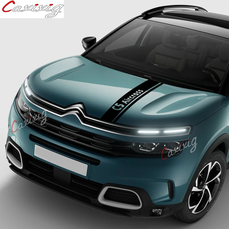 Car Hood Bonnet Stripes Sticker Racing Sport Styling Auto Engine Cover Decor Stickers Body Vinyl Decals For Citroen C5 Aircross