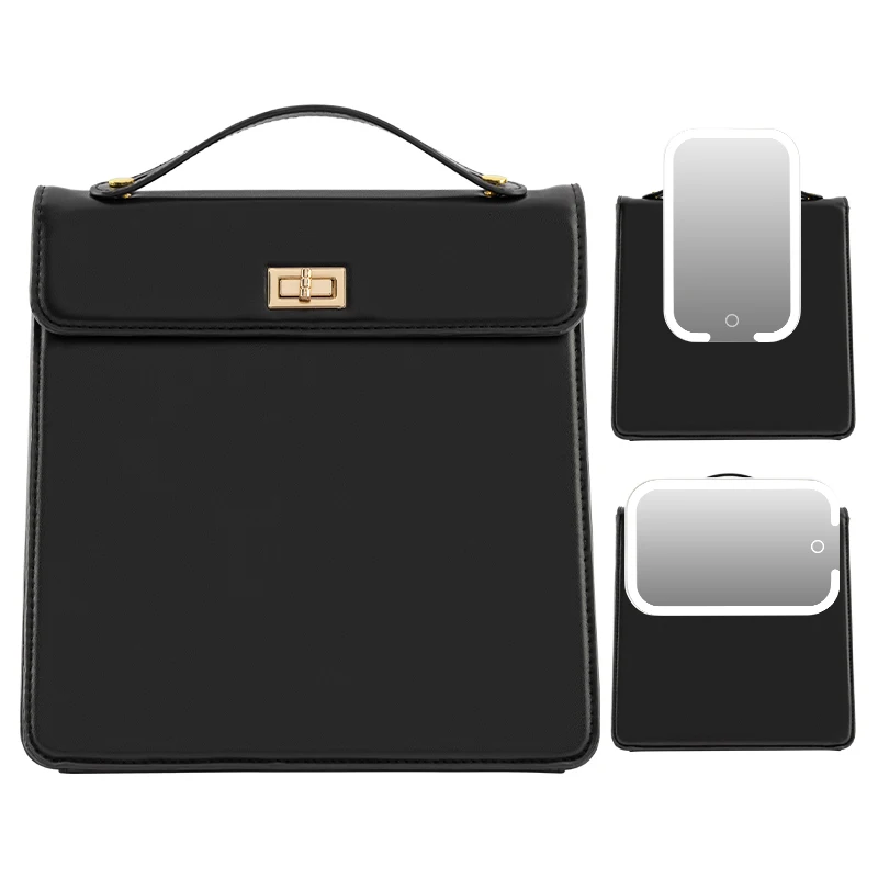 

Magnetic Handbag Mirror with Touch Control - Tri-Color LED Light Adjustable Brightness & Portable Organizer