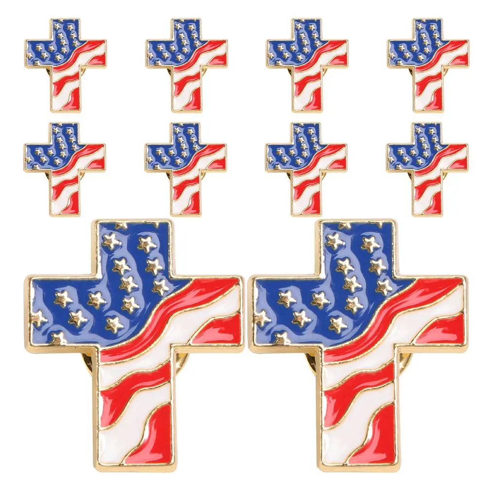 

10 Pcs Flag Brooch American Lapel Pins Breastpin Usa Brooch Pin Jewelry Patriotic Accessories Enamel Metal Durable