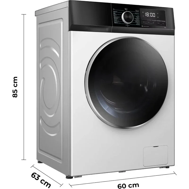 10Kg Front Loading Washing Machine Knob Control Plastic Housing 1950W 1400 RPM High Spin Speed Low Consumption Steam Delay Start