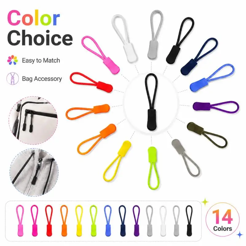 10 Stück Reißverschluss-Ziehgriff-Endstücke, geeignet für Seilanhänger, Ersatz-Clips, Reparatur von gebrochenen Schnallen, Reißverschluss-Tab für Reisetaschen, Koffer, Zelte, Rucksäcke – Detail 1