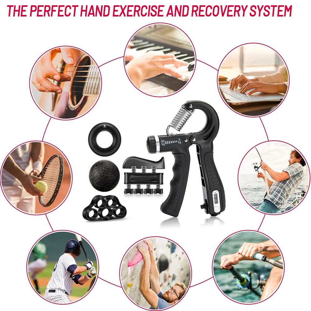 Adjustable 5-60Kg Heavy Hand Gripper Fitness Hand Exerciser Grip Wrist Training Finger Gripper Hand Strengthener For Patient