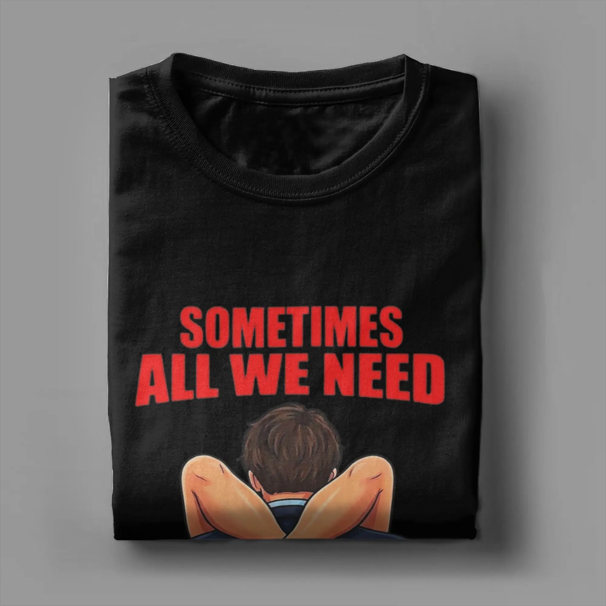 Manchmal brauchen wir einfach nur eine Umarmung – T-Shirt für Herren, Rundhalsausschnitt, Baumwoll-T-Shirt, lustiges T-Shirt mit sarkastischem Spruch, Geburtstagsgeschenk, Oberteile. – Detail 4