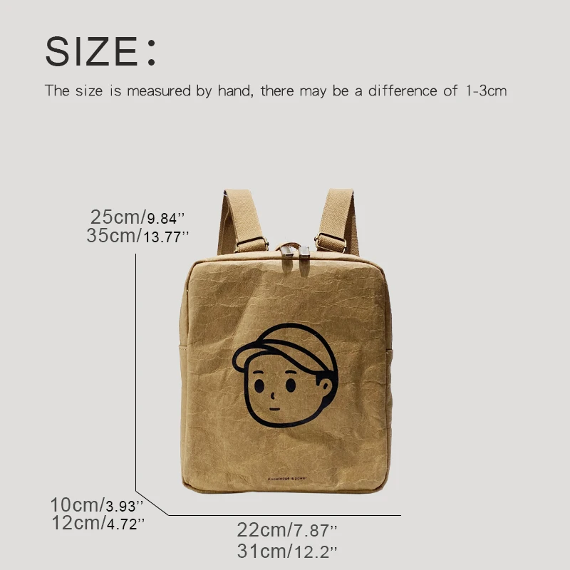 Japan Style Backpacks For Women Luxury Designer Handbag Purse 2024 New In Kraft Paper Letters Cartoon Avatar Top Handle Shoulder