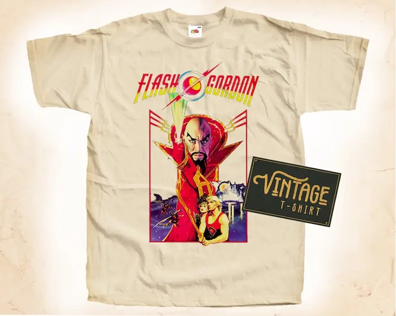 

Flash Gordon V1 T shirt Tee Natural Vintage Cotton Movie Poster All Sizes