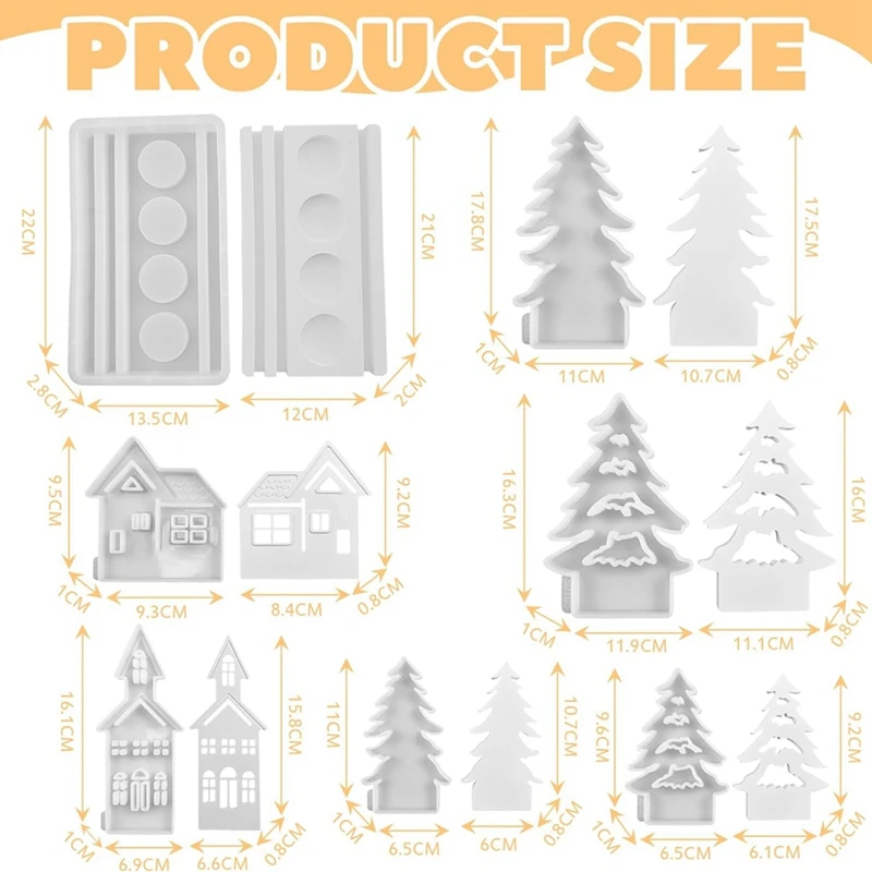 مجموعة قوالب من السيليكون لشجرة عيد الميلاد والمنزل ، صب من الجص الإسمنتي بنفسك ، ديكور مركب ، متين
