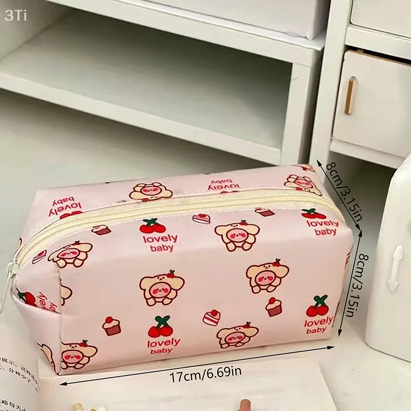 لطيف الدب حقيبة مستحضرات تجميل التجميل سعة كبيرة قماش مقلمة أشتات المحمولة حقيبة التخزين محفظة نسائية للعملات المعدنية موضة القرطاسية هدية