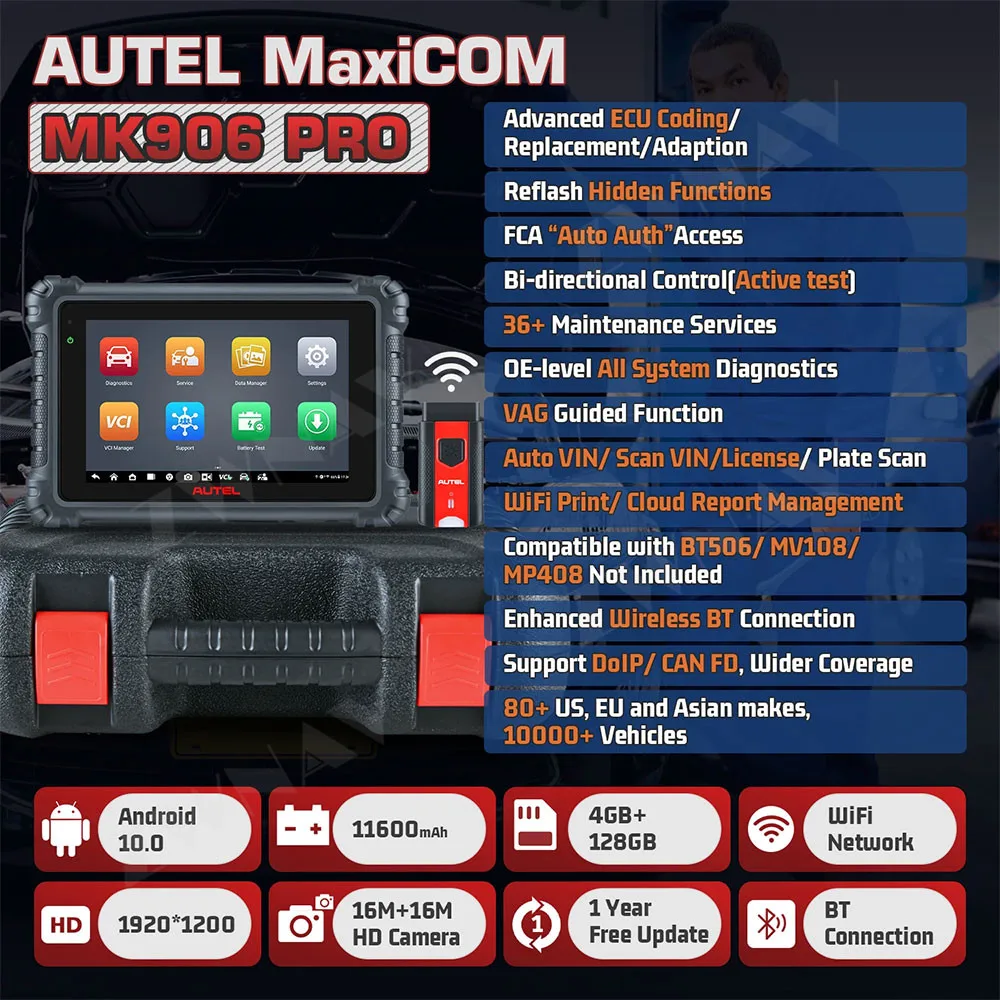 Autel Car Diagnostic MK906 PRO-TS Car Diagnostic Tool Advanced Programmer OBD2 Scanner Automotive Tools Altar MK906S PRO-TS