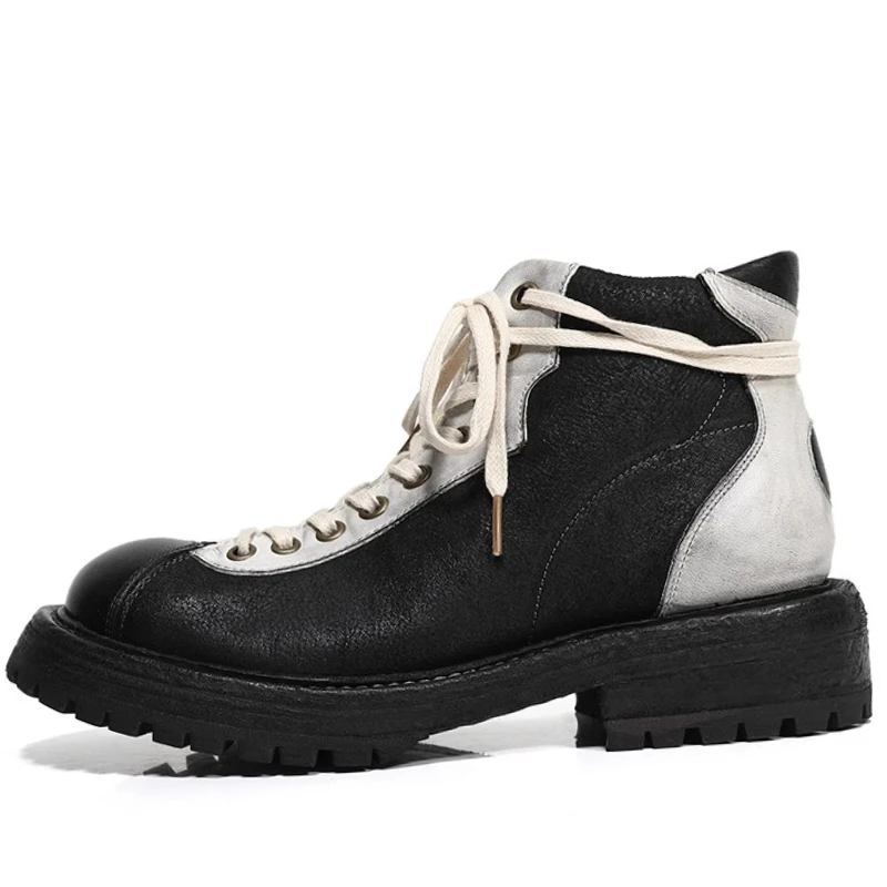 

Hand-sewn Horse Hip Leather High-top Tooling Shoes for Men's Genuine Leather Retro Outdoor Wear-resistant Horsehide Casual Shoes