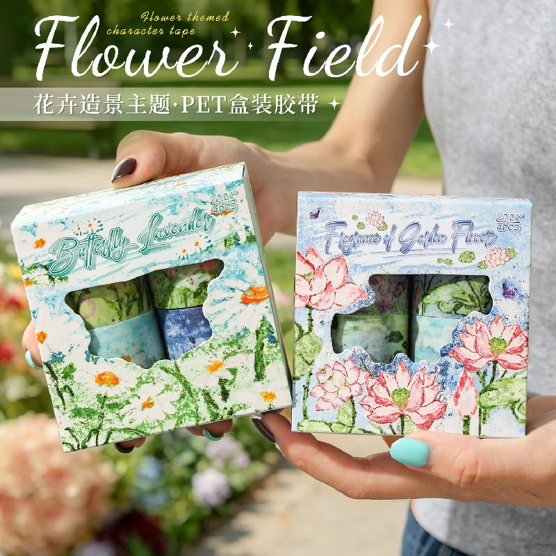 2 styles Floral Field Washi Tape Set Fresh Pastoral Color Decorative Tape for Journal Scrapbooking Craft Supplies
