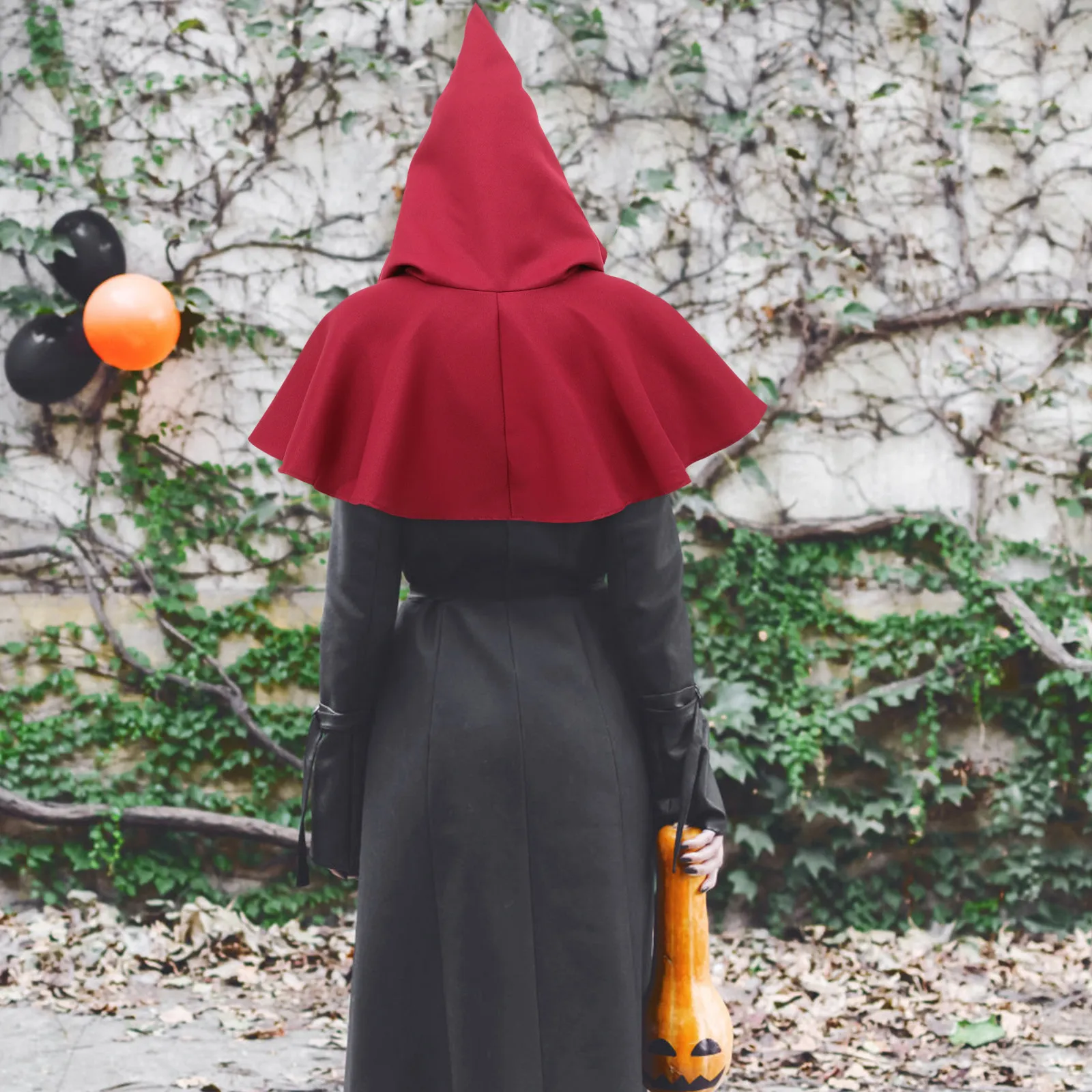 

Medieval Cowl Hood Hat for Women Men One Size Fits Most Breathable Windproof Polyester Fiber Witch Cosplay Halloween Party Prop