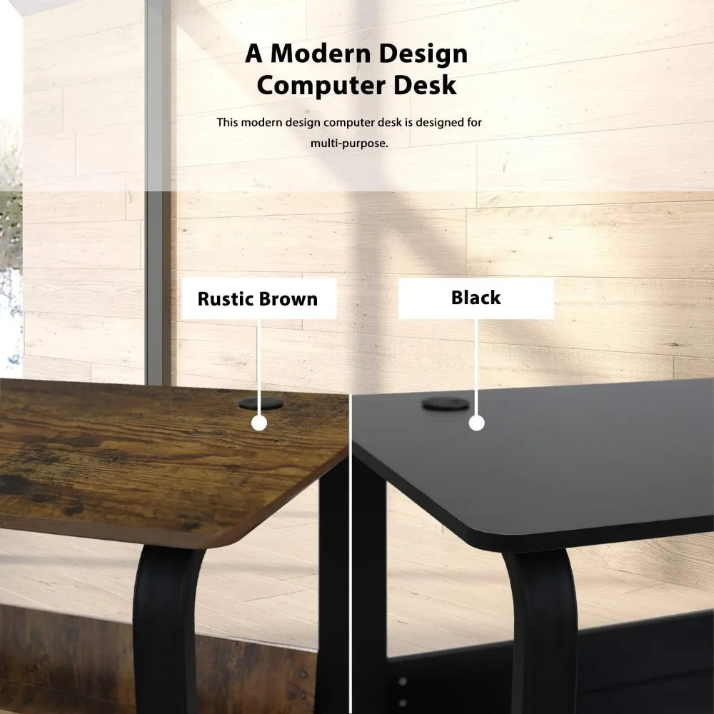 - Computer Desk Home Office Desk Personal Work Station Desktop Cable Accessory Book Shelf Design Reading Writing